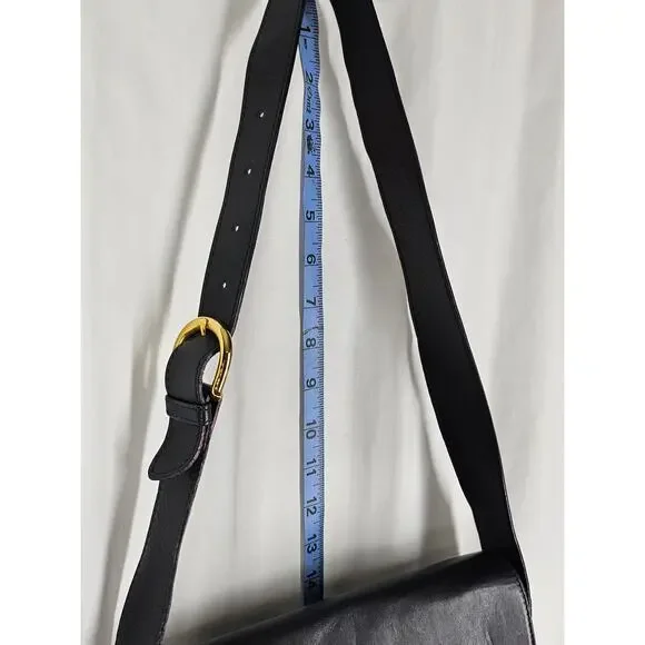 LANCEL VINTAGE BLACK LEATHER SHOULDER BAG – FRONT FLAP – MADE IN ITALY 10"x8"x4" - Picture 14 of 16